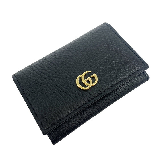 Gucci Handbags - GUCCI GG Marmont Double Leather Card Case Wallet Black Red
